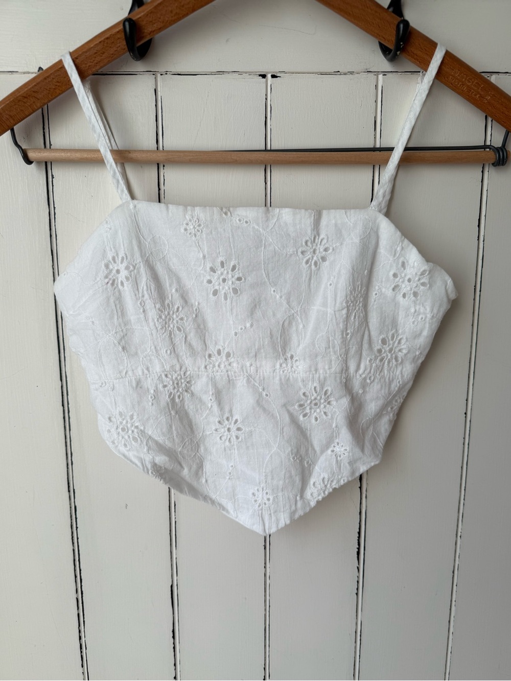 Hesperus White Eyelet Crop Tank Top